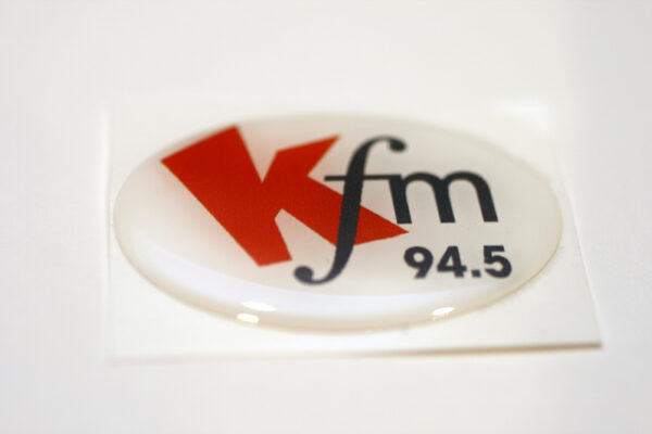 oval 3D epoxy domed label with glossy raised finish