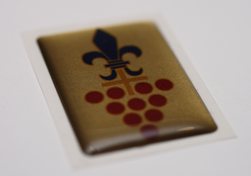 metallic rectangular 3D epoxy domed label with rounded corners