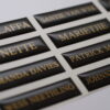 metallic gold personalised 3D epoxy domed nameplates with sharp corners