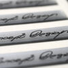 personalised signature 3D epoxy domed labels with silver background
