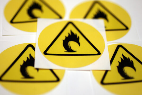 circular bright yellow custom vinyl sticker