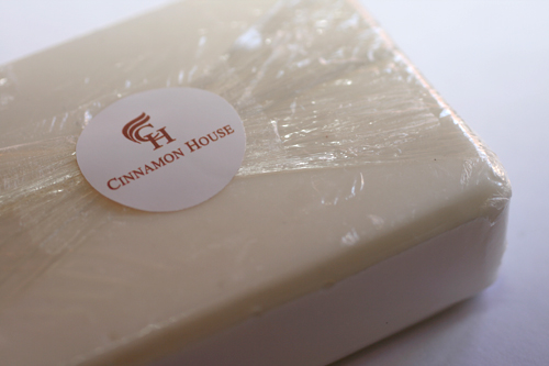 Simple small circular product seal label on wrapped item