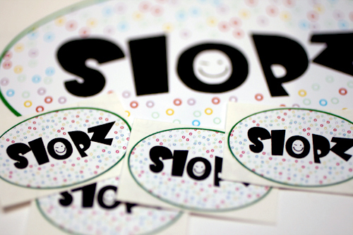 Custom vinyl shoe label stickers – oval design with playful branding