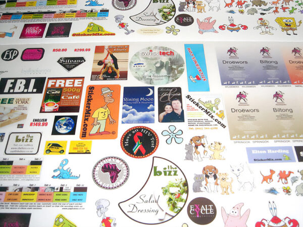 variety of custom vinyl stickers in multiple shapes sizes colours and finishes